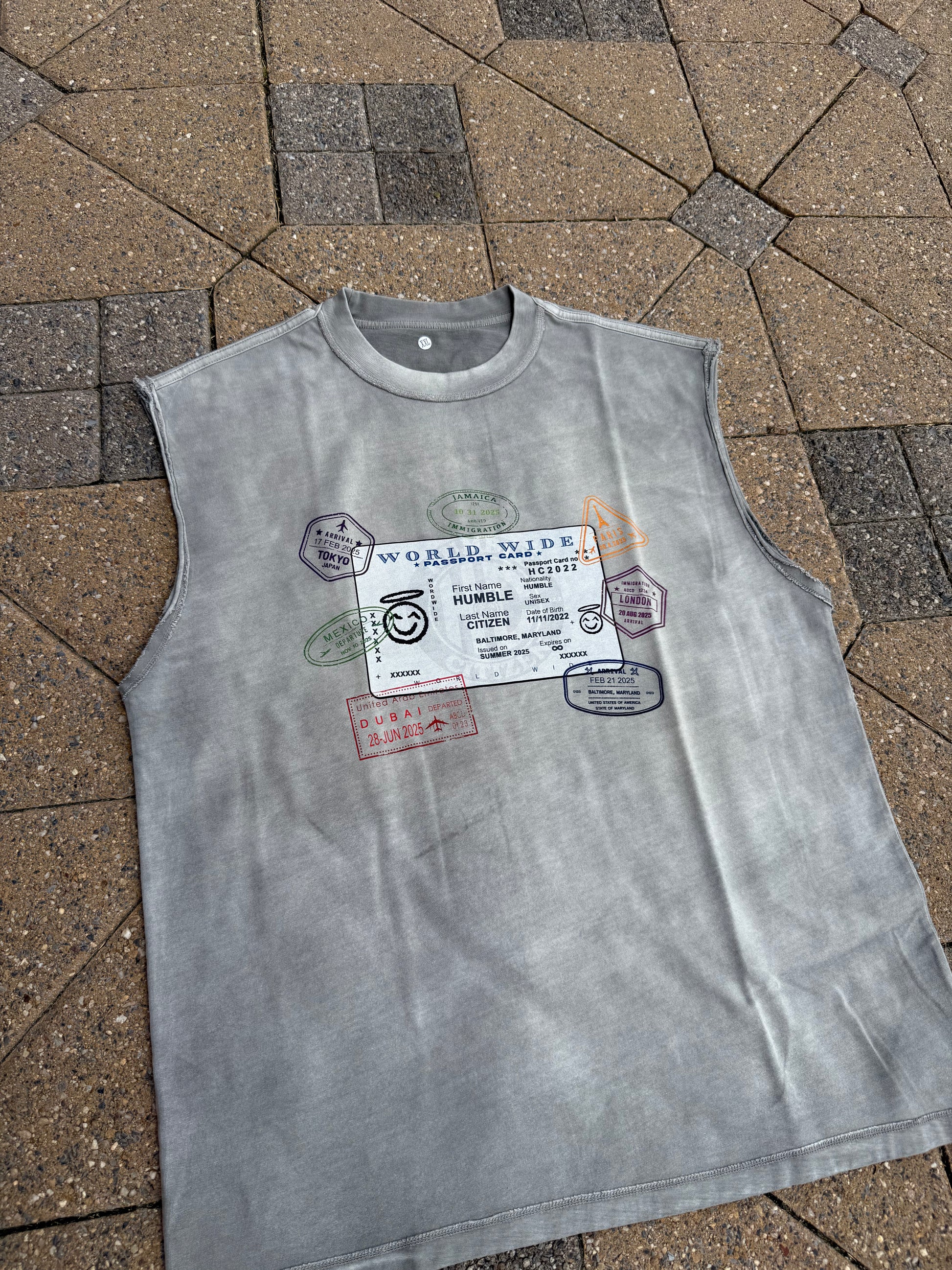 Passport Muscle Tee (Grey)