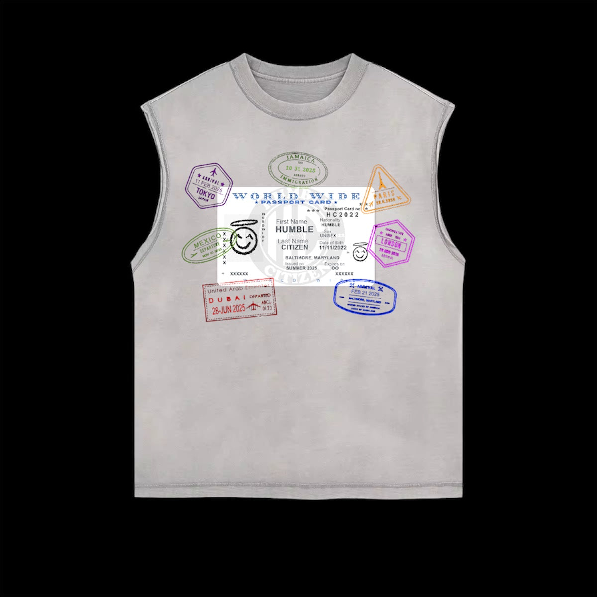 Passport Muscle Tee (Grey)