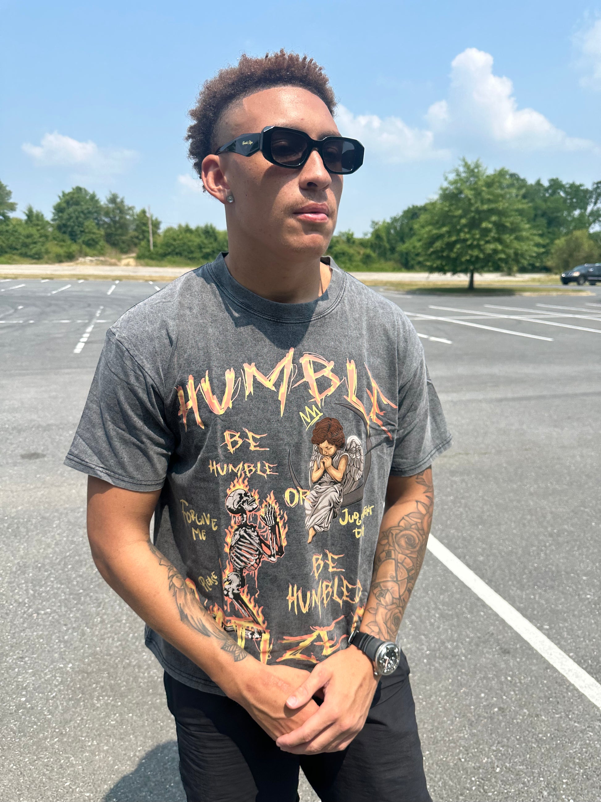 Vintage washed “Be Humble or Be Humbled” tee